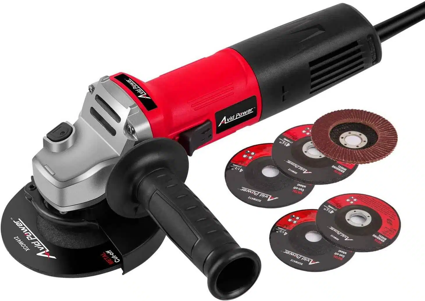 AVID POWER Angle Grinder, 7.5-Amp 4-1/2 inch Electric Grinder Power Tools with Grinding and Cutting Wheels, Flap Disc and Auxiliary Handle for Cutting,...