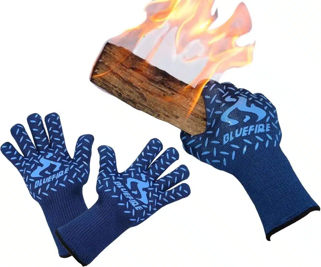 BlueFire Gloves BBQ Grill Firepit Oven Mitts Highest Heat Resistance EN407 Lab Certified