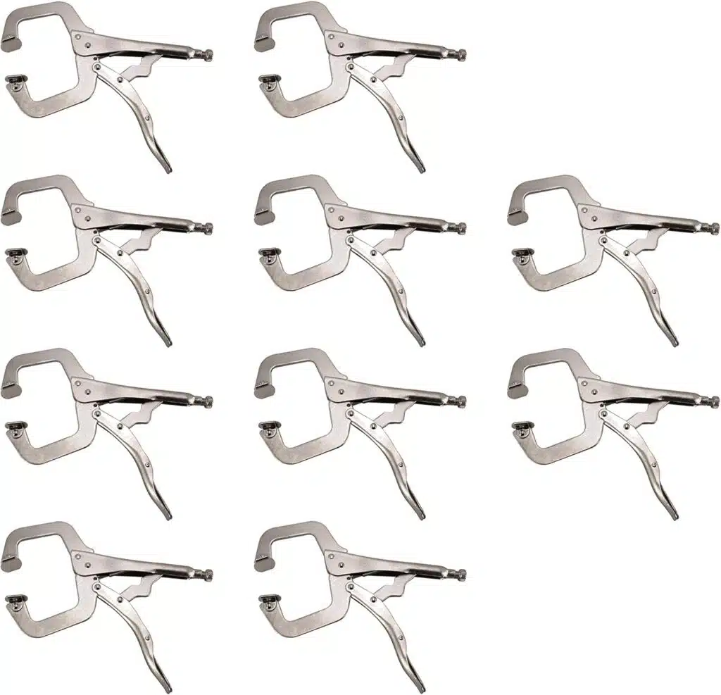 a group of metal clamps