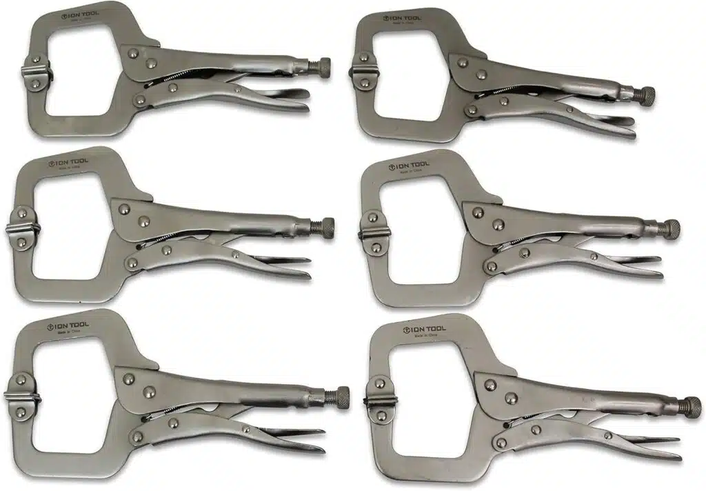 ION TOOL 6 Pack - 11” C-Clamp Locking Pliers, Swivel Pads