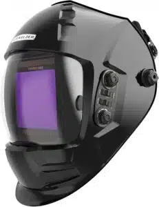 YESWELDER Large Viewing Screen True Color Solar Power Auto Darkening Welding Helmet, Hemispherical lens, 4 Arc Sensor Wide Shade 4~5:9-9:13 for TIG MIG Arc